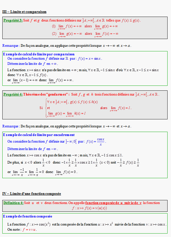 Cours sur les limites de fonctions - terminale S - page 4