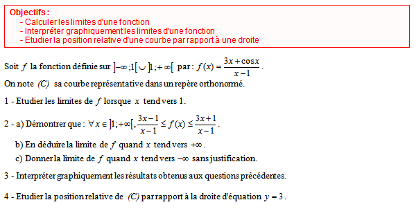 Exercice sur les limites de fonctions