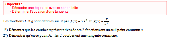 Exercice sur la fonction exponentielle