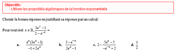 Exercice sur la fonction exponentielle