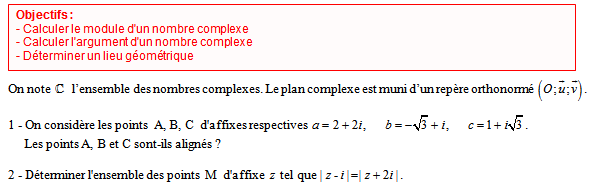 Exercice sur les nombres complexes