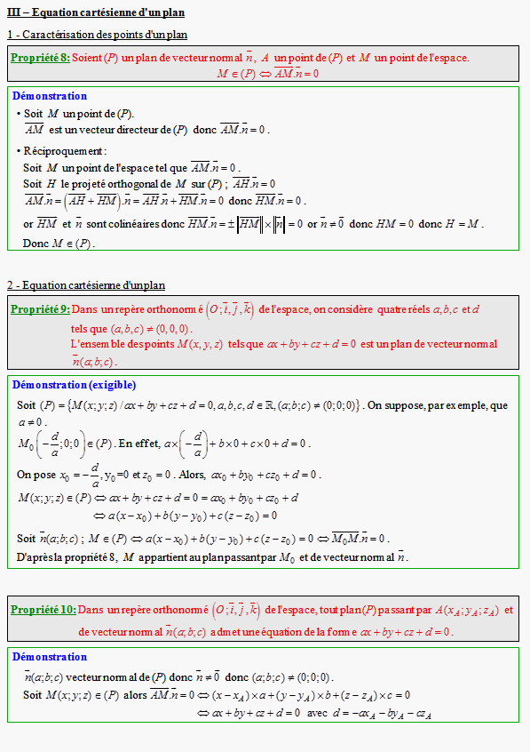 Cours sur le produit scalaire dans l'espace - terminale S - page 3