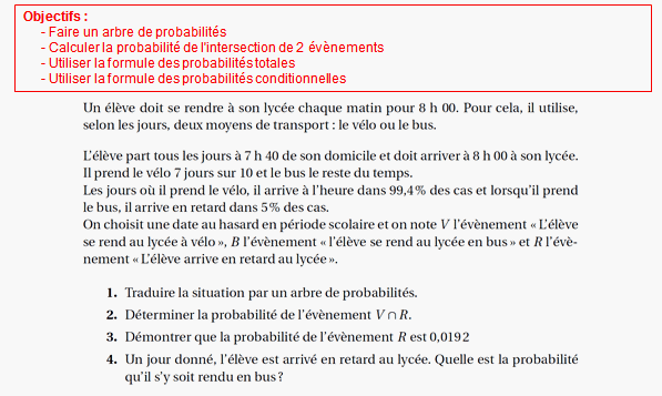 Exercice sur les probabilités conditionnelles