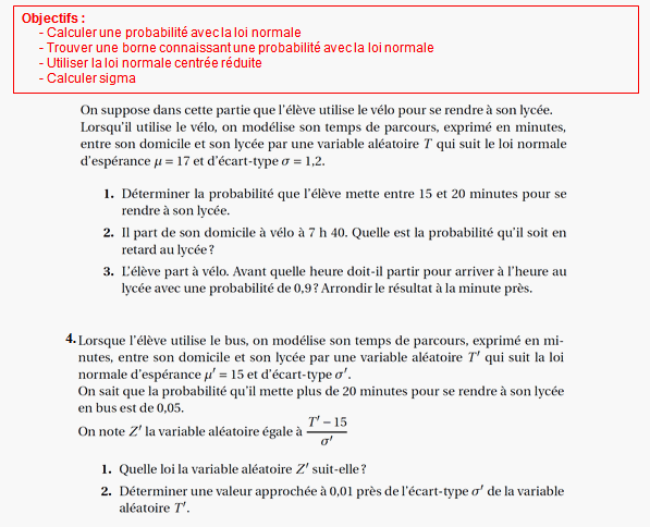 Exercice sur les lois normales