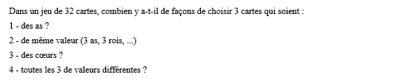 exercice sur Avec un jeu de cartes