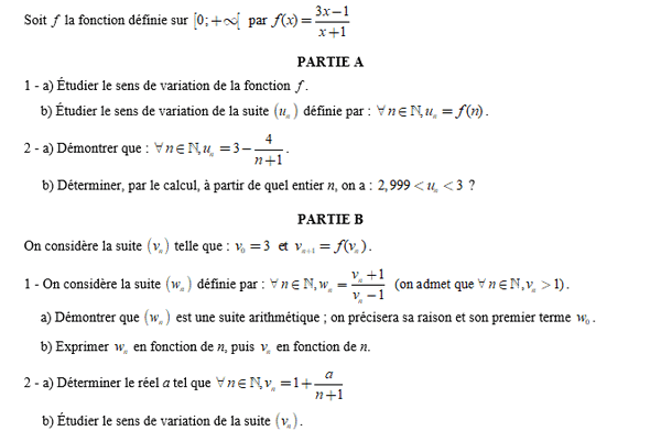 exercice sur Fonction et suite