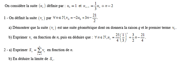 exercice sur Somme et suite géométrique