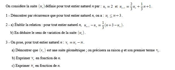 exercice sur Avec une suite auxiliaire géométrique
