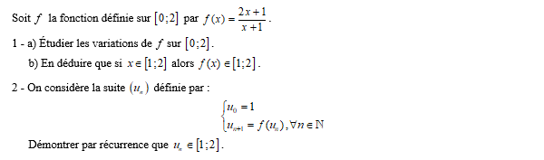exercice sur Suite récurrente et fonction
