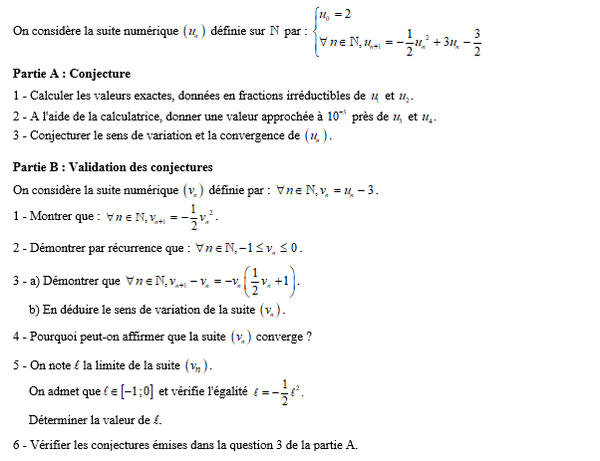 exercice sur Récurrence et variations