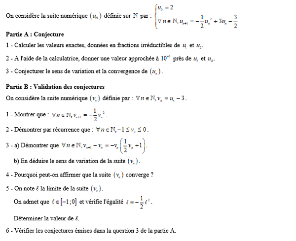 exercice sur Etude complète d'une suite