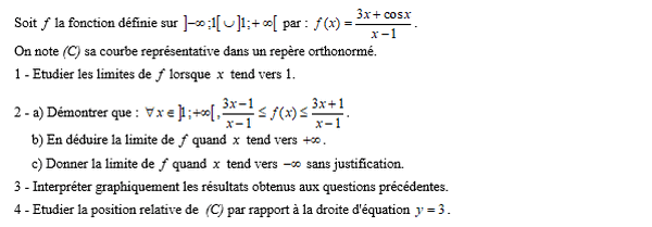 exercice sur Limites et asymptotes