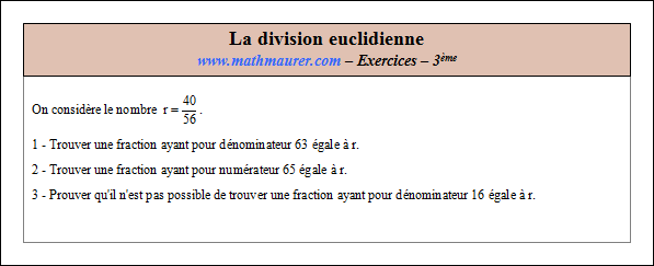 Exercice sur la division euclidienne