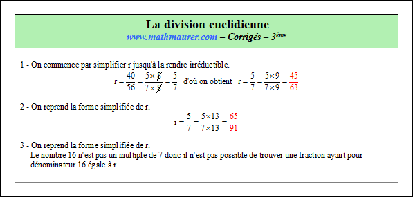 Corrigé exercice 3 sur la division euclidienne