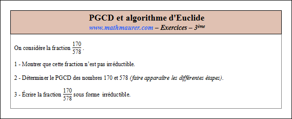Exercice sur le pgcd