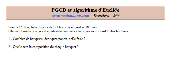 Exercice sur le pgcd