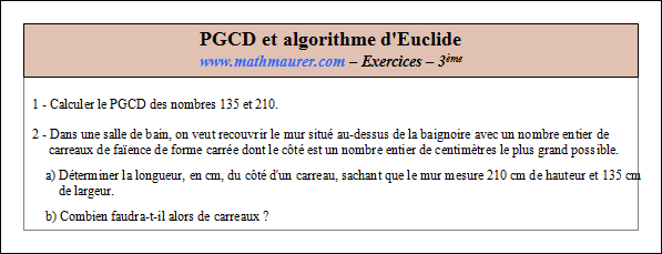 Exercice sur le pgcd