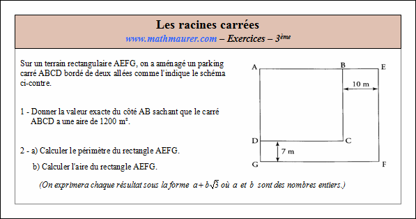 Exercice sur les racines carrées