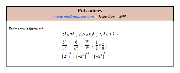 Exercice sur les puissances