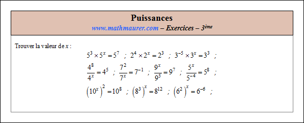 Exercice sur les puissances