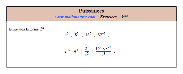 Exercice sur les puissances