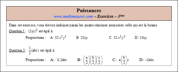 Exercice sur les puissances