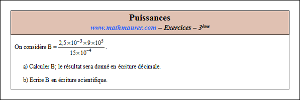Exercice sur les puissances