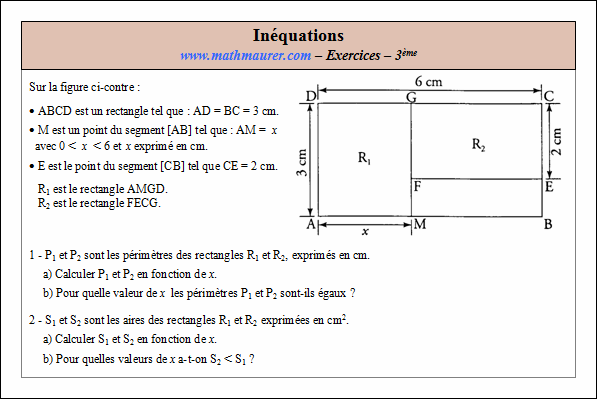 Exercice sur les inéquations du premier degré à une inconnue