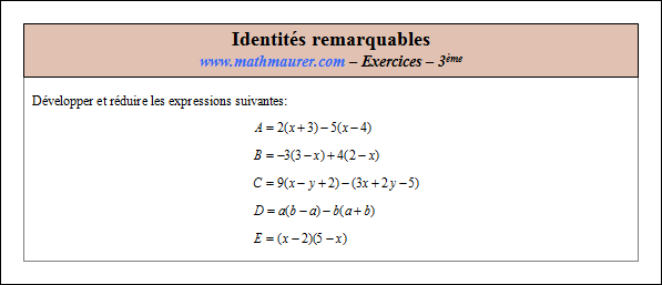 Exercice sur les identités remarquables