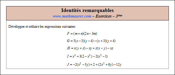 Exercice sur les identités remarquables
