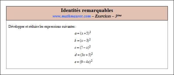Exercice sur les identités remarquables