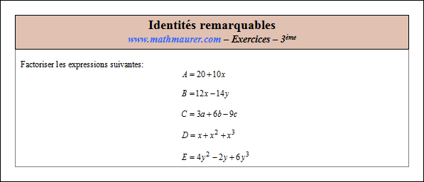 Exercice sur les identités remarquables