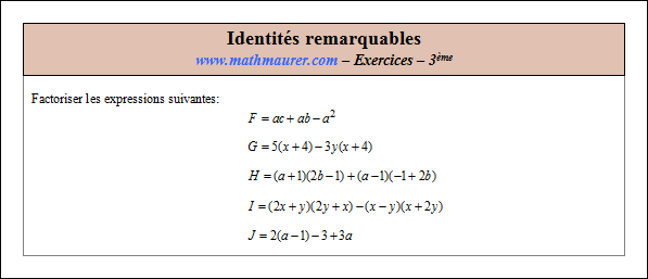 Exercice sur les identités remarquables