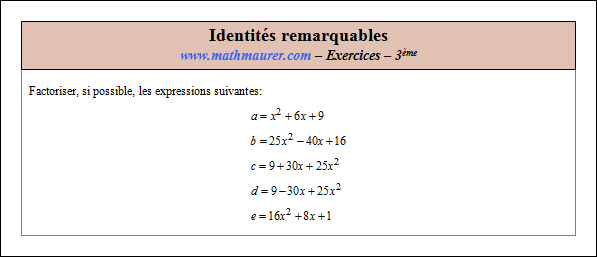 Exercice sur les identités remarquables