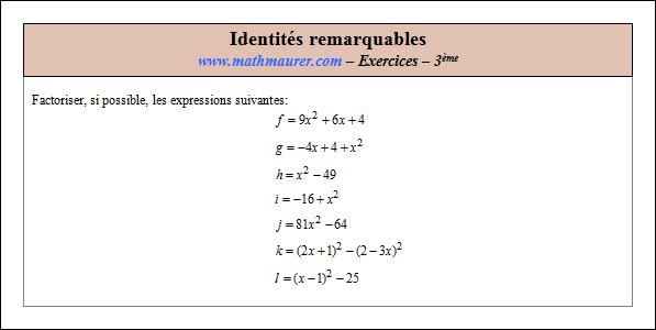 Exercice sur les identités remarquables