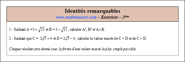 Exercice sur les identités remarquables