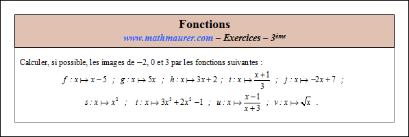 Exercice sur les fonctions