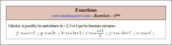 Exercice sur les fonctions