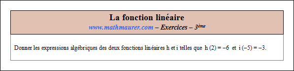 Exercice sur la fonction linéaire
