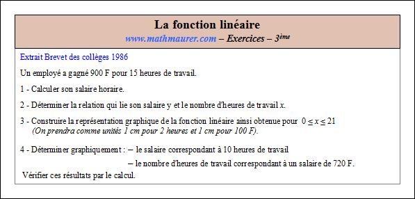 Exercice sur la fonction linéaire