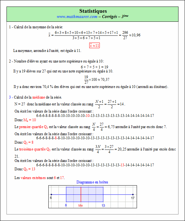 Corrigé exercice 5 sur les statistiques