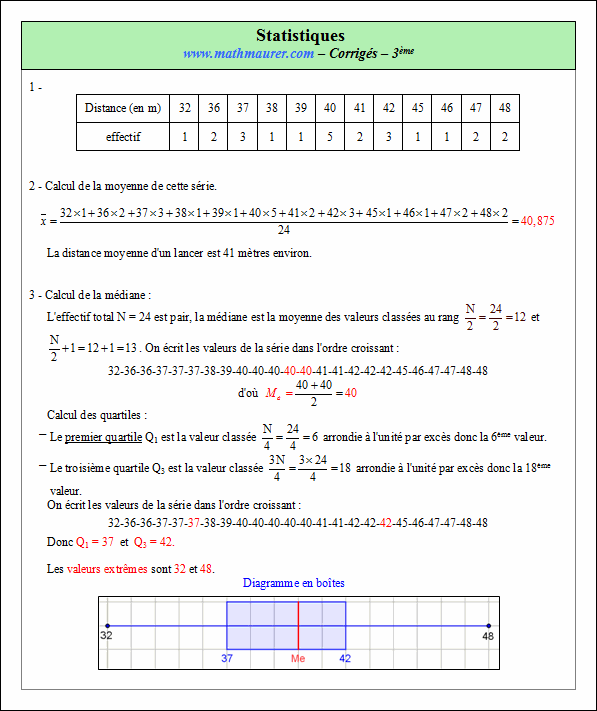 Corrigé exercice 7 sur les statistiques