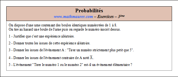 Exercice sur les probabilités