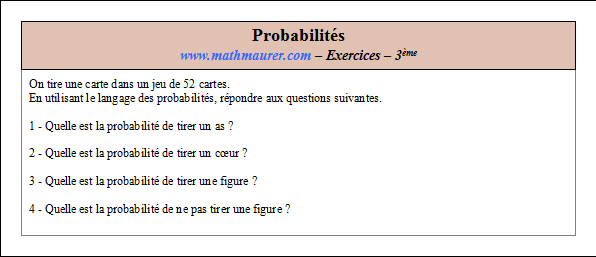 Exercice sur les probabilités