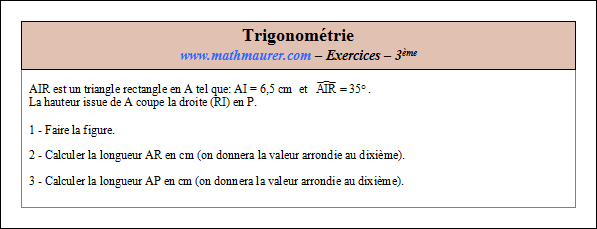 Exercice sur la trigonométrie