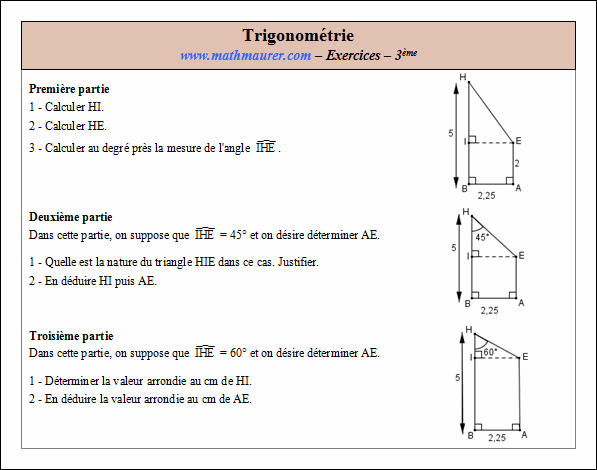 Exercice sur la trigonométrie