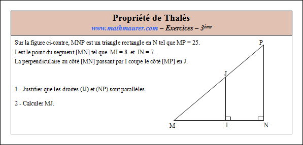 Exercice sur la propriété de Thalès