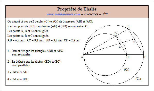 Exercice sur la propriété de Thalès
