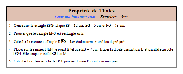 Exercice sur la propriété de Thalès