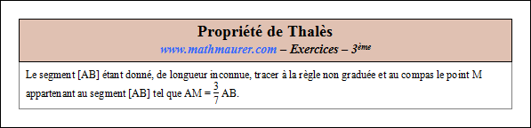 Exercice sur la propriété de Thalès